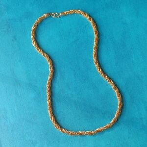 1980s Vintage Gold Plated Rope Chain Necklace — 24"